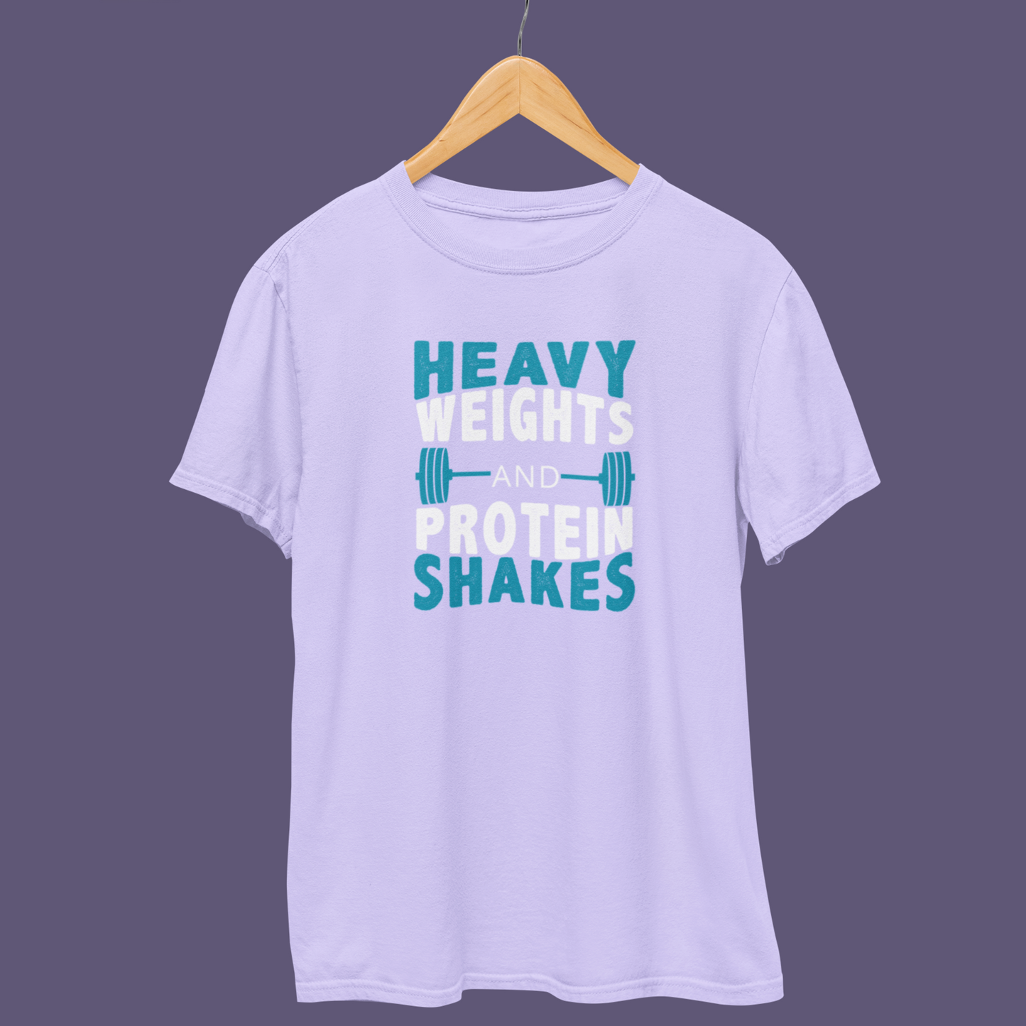 HEAVY WEIGHTS AND PROTEIN SHAKES T-SHIRT